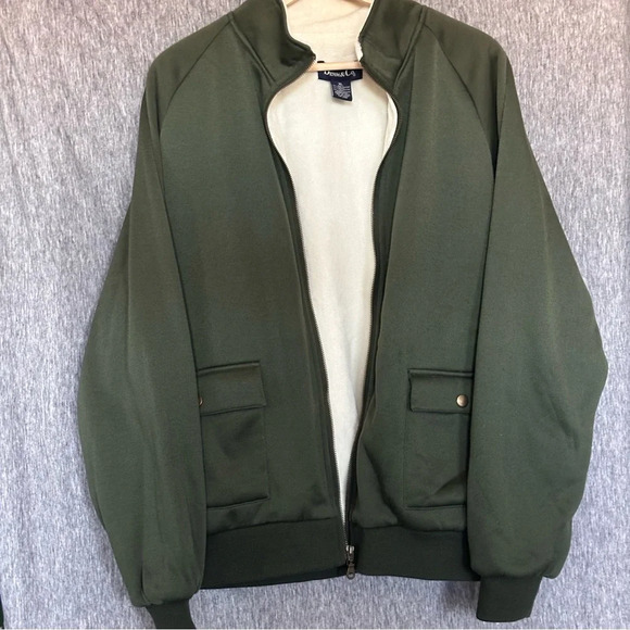 Denim & Co Bomber Jacket Unisex Women XL Full Front Zip Army Green - Picture 4 of 10